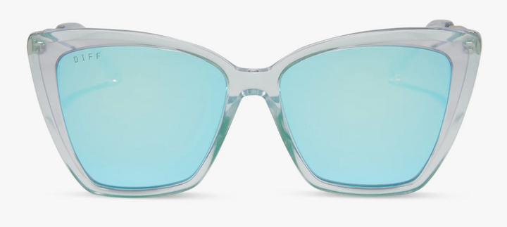 DIFF- Becky II Opalescent Turquoise + Turquoise Ice Mirror Sunglasses