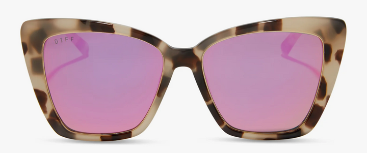 DIFF- Becky IV Cream Tortoise Mirror Sunglasses