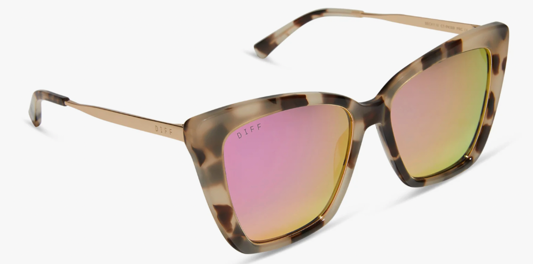 DIFF- Becky IV Cream Tortoise Mirror Sunglasses