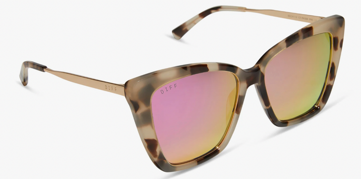 DIFF- Becky IV Cream Tortoise Mirror Sunglasses