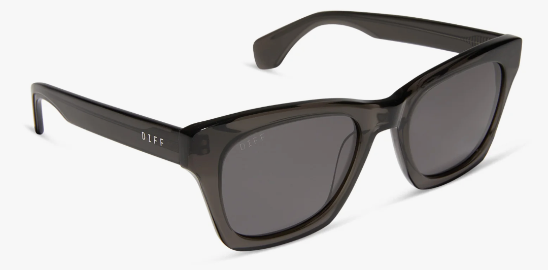 DIFF- Dean Black Smoke Crystal Gray Polarized Sunglasses