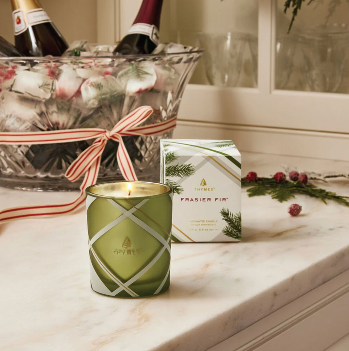 Frasier Fir Frosted Plaid Poured Candle, 6.5 oz