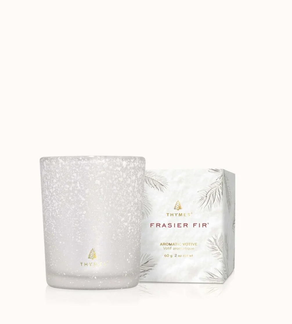 Frasier Fir Flocked Votive Candle, 2oz