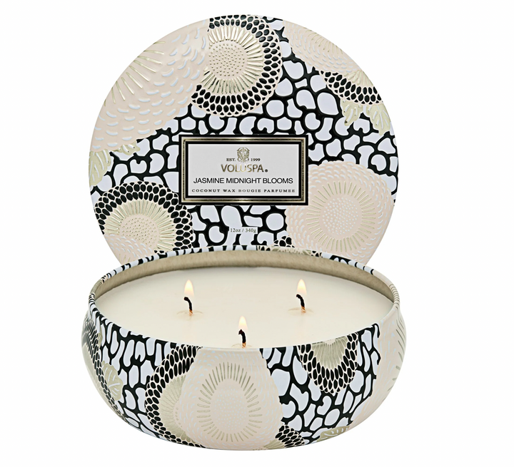 Jasmine Midnight Blooms 3 Wick Tin Candle