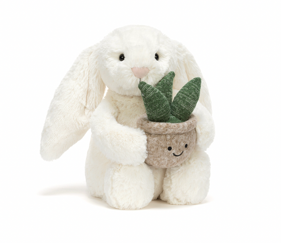 Cream Bunny With Plant