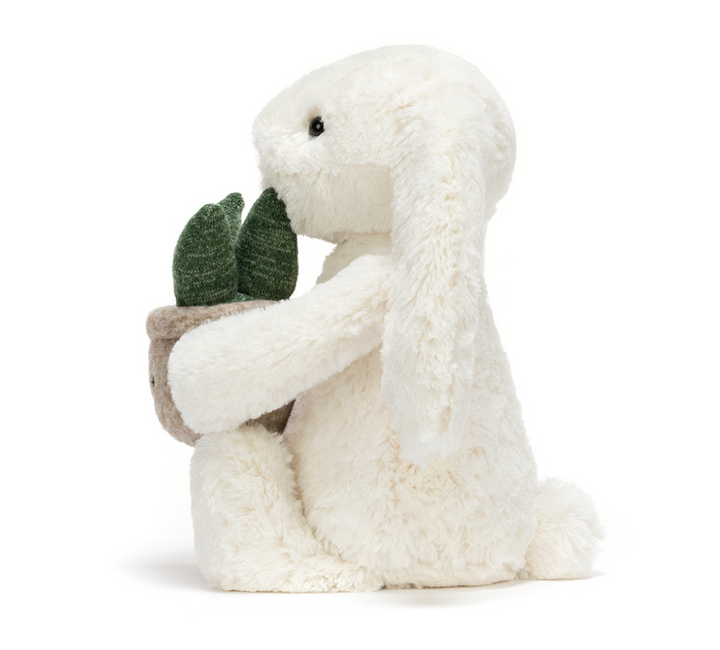 Cream Bunny With Plant