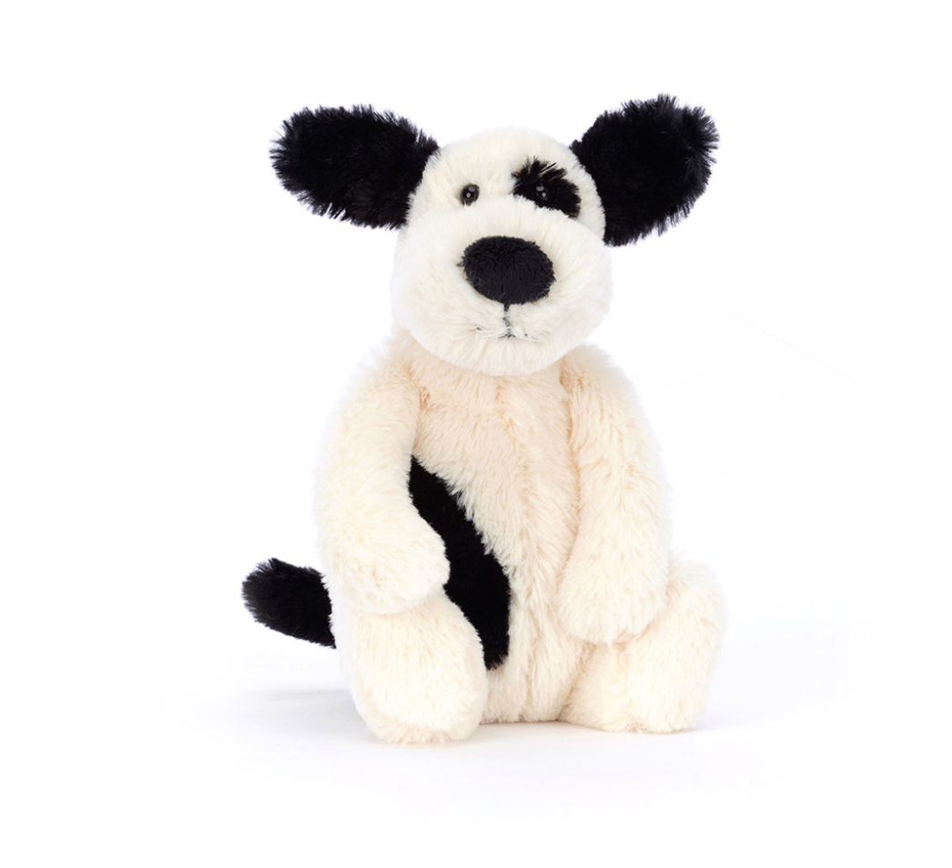 Jellycat Bashful Black and Cream Puppy