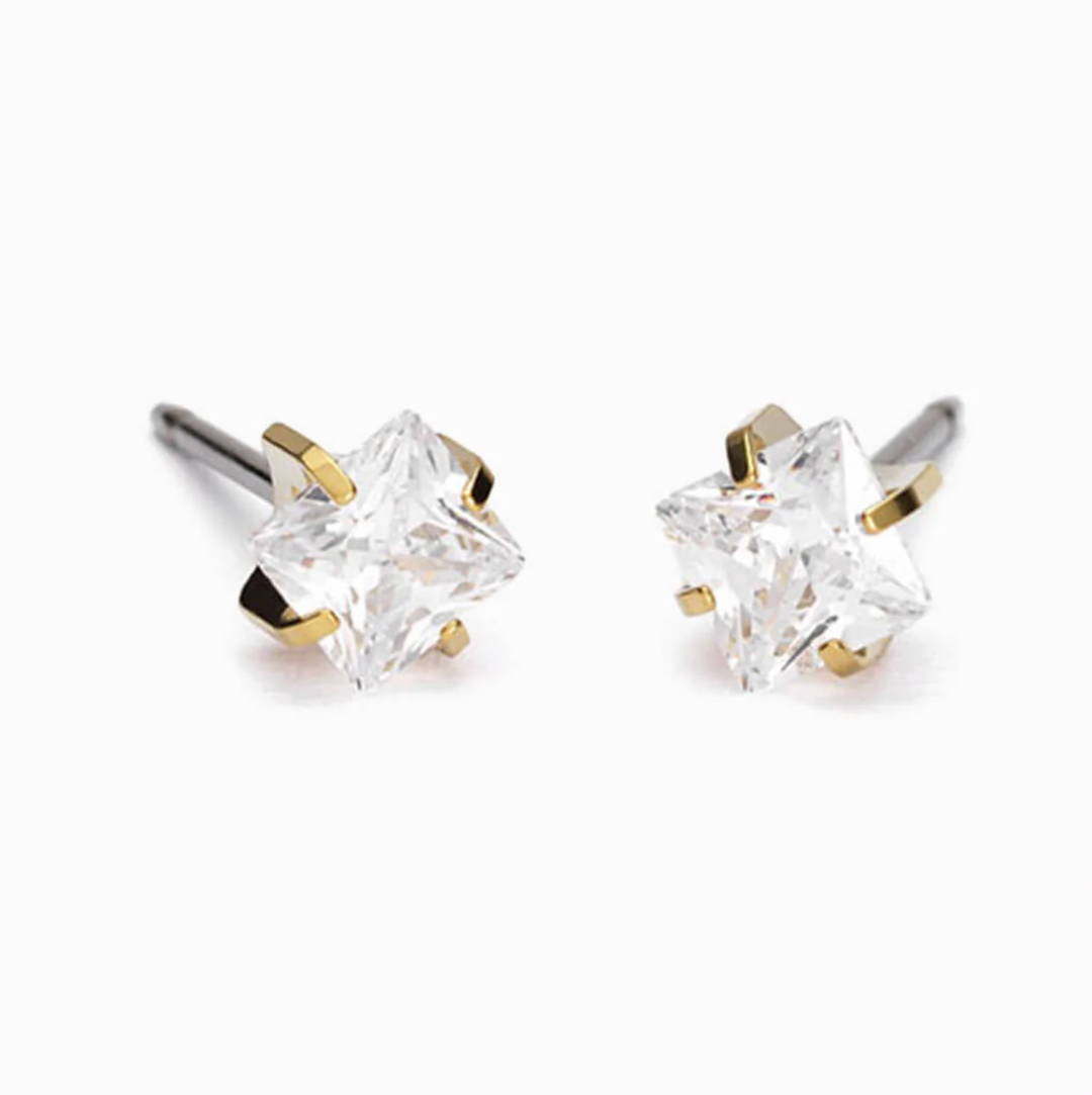 Prong Set Edge CZ Earrings, 5mm
