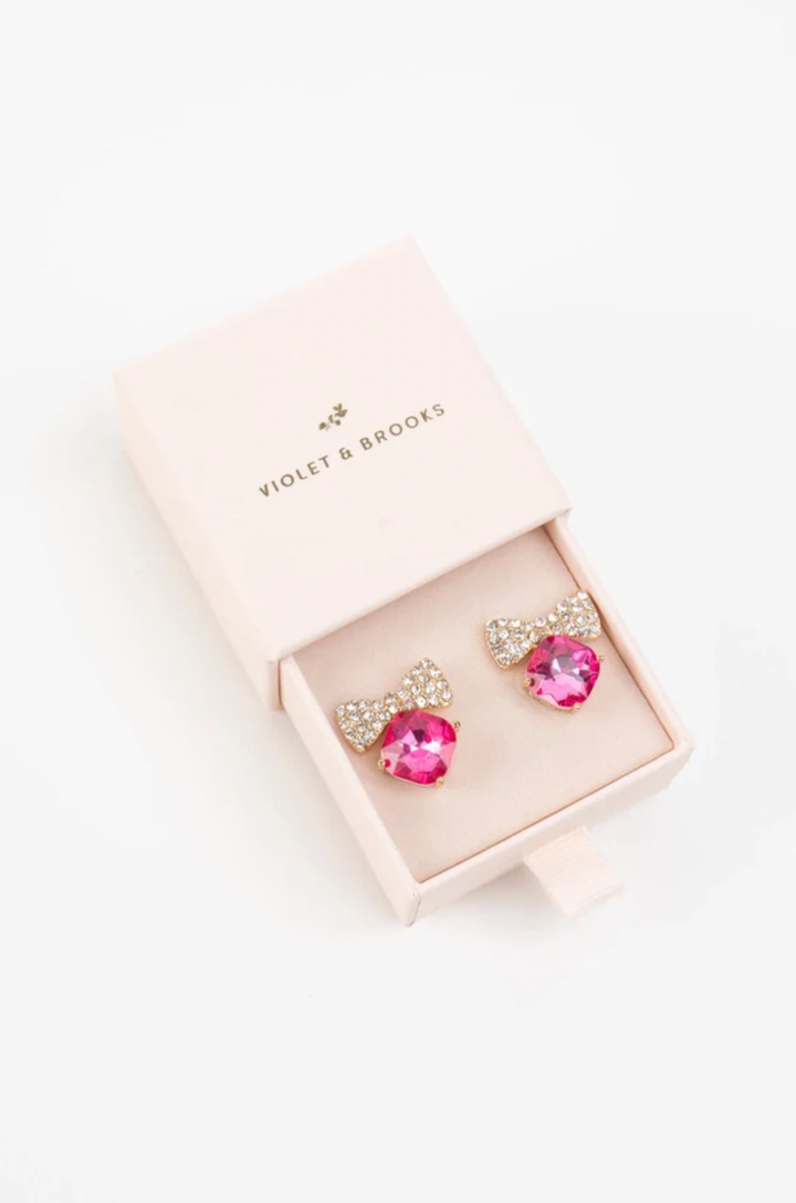 Bow Tie Crystal Post Earrings