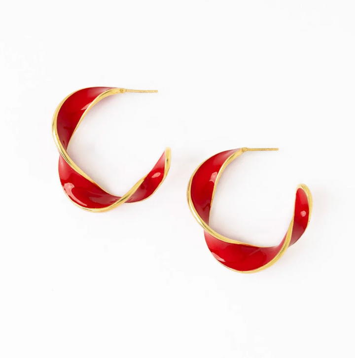 Vanessa Twisted Enamel Hoop Earrings
