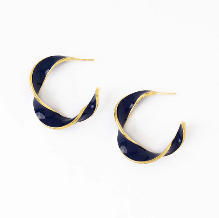 Vanessa Twisted Enamel Hoop Earrings
