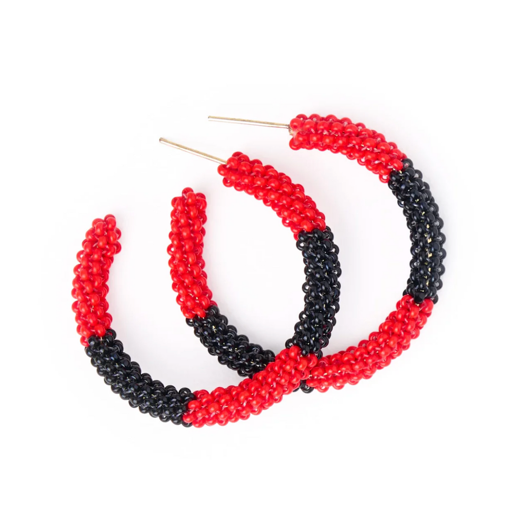 Gameday Beaded Color Block Hoop Earrings